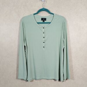 04160 FINAL PRICE G.H. Bass & Co. light green L/S 1/2 button knit shirt XL